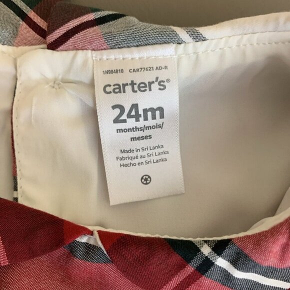 Carter's Short Sleeve Plaid Holiday Dress Tartan Red Christmas Girls 24 Months - Picture 2 of 11